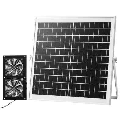 15 W napelemes ventilátor dupla ventilátorral 12 V-os szellőztető üvegházhoz, tyúkólhoz és állattartó épületekhez