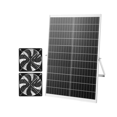 30W napelemes ventilátor dupla ventilátorral 12V-os szellőztető üvegházhoz, tyúkólhoz és állattartó épületekhez