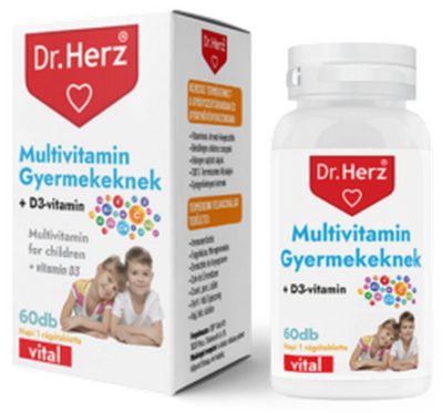 Dr. Herz Multivitamin Gyerekeknek + D3 rágótabletta 60 db