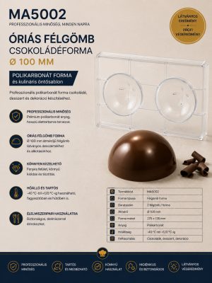 Martellato MA5002 óriás félgömb csokoládéforma Ø100 mm – 2 db félgömb