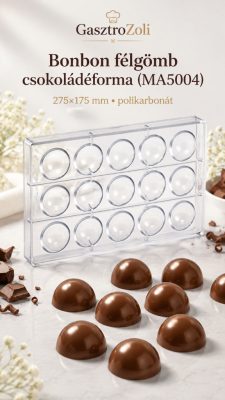 Martellato félgömb bonbonforma – Ø40 mm, 15 fészkes, polikarbonát
