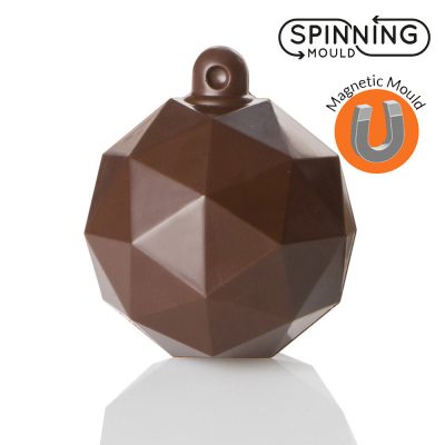 Karácsonyfadísz, gömb, 3D polikarbonát csokoládé öntőforma, gyémánt mintázat, Spinning Mould