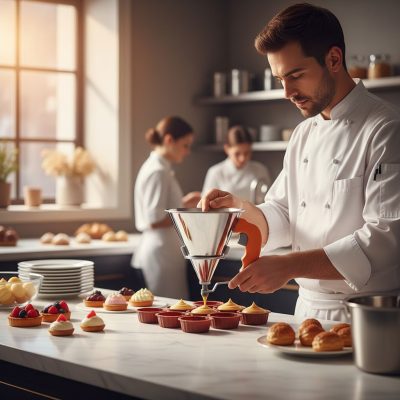de Buyer Kwik Orange Rozsdamentes Adagoló és Díszítő Tölcsér Állvánnyal, 0,8 l