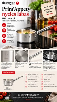 de Buyer Prim'Appety nyeles lábas gyorsforraló 1 l – Ø14 cm, rozsdamentes, indukciós