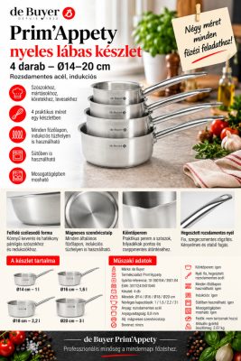 de Buyer Prim'Appety gyorsforraló-nyeles lábas készlet – 4 darabos, Ø14–20 cm, rozsdamentes, indukciós