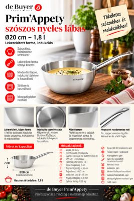 de Buyer Prim'Appety szószos nyeles lábas 1,8 l – Ø20 cm, rozsdamentes, indukciós