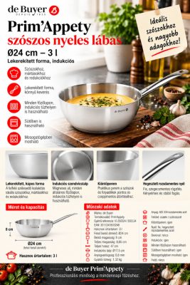 de Buyer Prim'Appety szószos nyeles lábas 3 l – Ø24 cm, rozsdamentes, indukciós