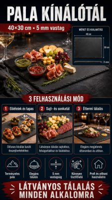Slate Line pala kínálótál 40×30 cm – 5 mm vastag, természetes pala
