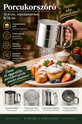 Rozsdamentes porcukorszóró 10,4 cm – sütemények és desszertek díszítéséhez