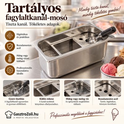 Tartályos fagylaltkanál-mosó 25×9×12 cm – rozsdamentes