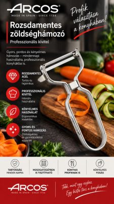 Rozsdamentes zöldséghámozó – professzionális kivitel