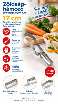 Lengőpengés zöldséghámozó – 17 cm, krómozott