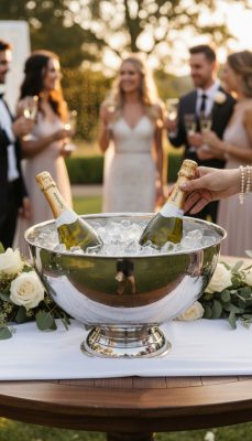 Talpas rozsdamentes pezsgősvödör 10 l – elegáns pezsgő- és borhűtő