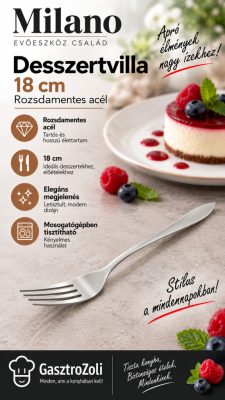 Milano desszertvilla 18 cm rozsdamentes, 6 db-os csomag