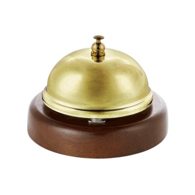 Recepciós csengő, 9 cm, rozsdamentes, fa
