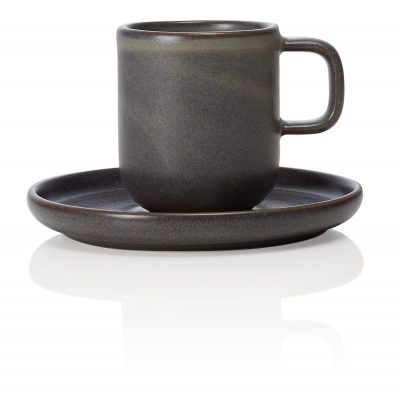 ONE STONE GREY 90 ml-es kőporcelán Espresso csésze és alj