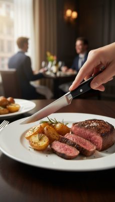 Steakkés POM nyéllel 25,8 cm – 13 cm-es pengével, 6 db-os csomag 