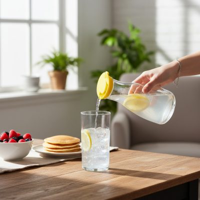 Tejtartó üveg sárga tetővel 1 literes