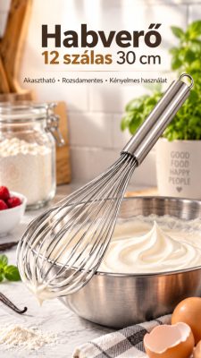 Rozsdamentes habverő – 12 szálas, 30 cm