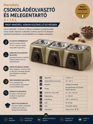Martellato MC100 csokoládéolvasztó 3×1,5 l | GasztroZoli