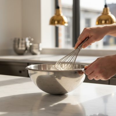 de Buyer Rozsdamentes Félgömb Alakú Cukrászati Habüst Kis Stabil Talppal, 3 l, 24 cm