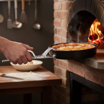 Rozsdamentes Pizzaforma Fogó Csipesz Peremes Tálcákhoz és Sütőtepsikhez