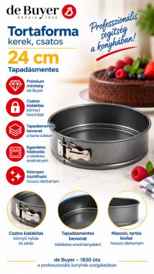 de Buyer tapadásmentes csatos tortaforma – 24 × 6,7 cm