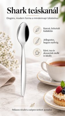 Shark Teáskanál 2 mm vastag 18/0 rozsdamentes acél, 6 db- os csomag – Elegáns és tartós prémium evőeszköz