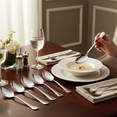 Inglese Olasz Rozsdamentes Evőkanál Készlet, Monoblokk Inox, 6 db
