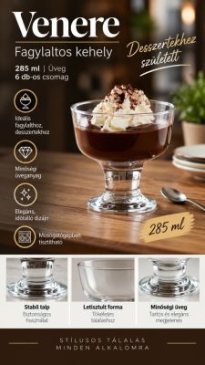 Venere fagylaltos kehely 285 ml – üveg, 6 db