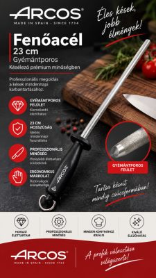 Arcos gyémántporos fenőacél 24 cm – professzionális késélező