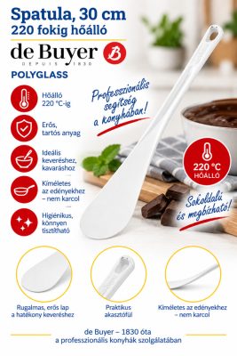 de Buyer Polyglass hőálló keverőspatula – 30 cm, 220 °C