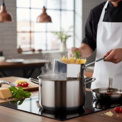 Rozsdamentes Negyedes Tésztafőző Kosár, 19 cm – Cikk Alakú Ipari Betét