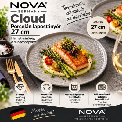 Nova Cloud porcelán lapostányér 27 cm - 6 db