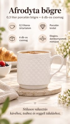 Afrodyta bögre, 6 db-os csomag, 0,3 liter porcelán