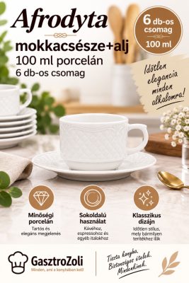 Afrodyta mokkacsésze+alj 100 ml porcelán, 6 db-os csomag