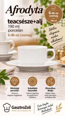 Afrodyta teacsésze+alj 190 ml porcelán, 6 db-os csomag
