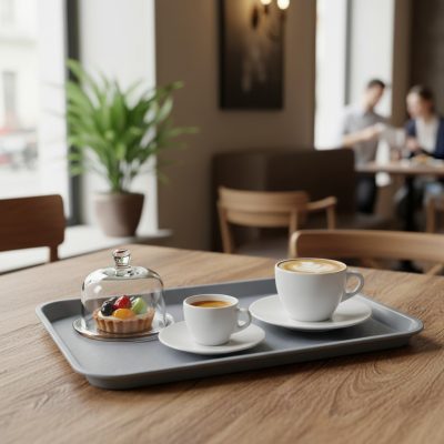 Csúszásmentes műanyag tálca GN 1/2 szürke – vendéglátóipari felszolgáló tálca