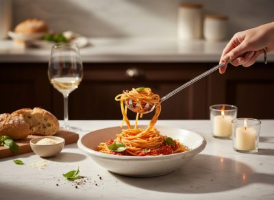 Spagetti szedőkanál 7x26 cm, rövidebb nyéllel, rozsdamentes - Német minőség