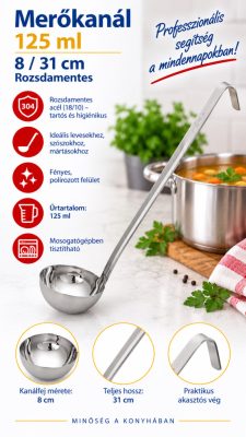 Kitchen Tool 2085 merőkanál – 125 ml, Ø 8 cm, 31 cm-es nyél