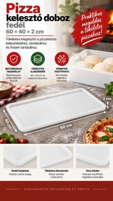Pizza Kelesztő Doboz Fedél - 60x40x2 cm, Polipropilén