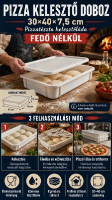 Pizza kelesztő doboz 30×40×7,5 cm – pizzatészta kelesztőláda, fedő nélkül
