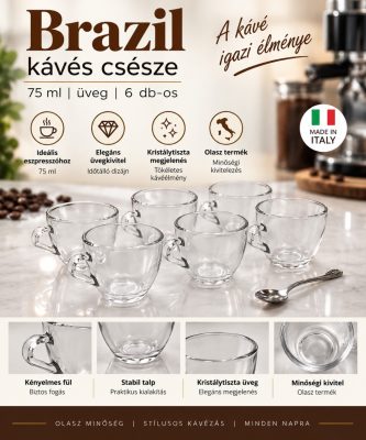 Brazil üveg eszpresszócsésze 75 ml – 6 db-os csomag