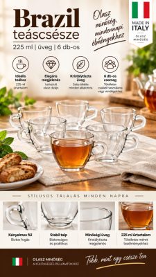 Brazil üveg teáscsésze 225 ml – 6 db-os csomag