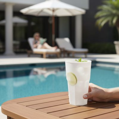 Wellness fehér Longdrink pohár 390 ml-es, polikarbonát, 6 db-os csomag - Német minőség