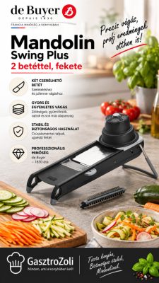 de Buyer Swing Plus mandolin szeletelő – 2 betéttel, fekete