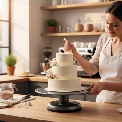 Professzionális Eloxált Alumínium Forgatható Tortaállvány, Antracit, 30 cm