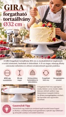 GIRA forgatható tortaállvány Ø32 cm – műanyag, 10 cm magas