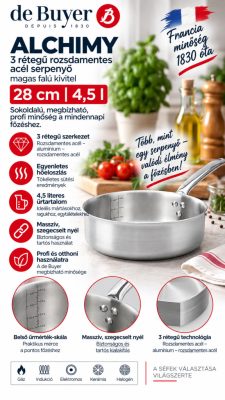 de Buyer Alchimy 3 rétegű magas falú serpenyő – 28 cm, 5 liter