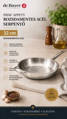 de Buyer Prim'Appety rozsdamentes serpenyő 32 cm – segédfogantyúval